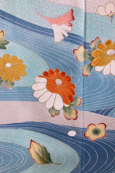 Vintage Blue Rivers Silk Kimono Robe-ThisBlueBird