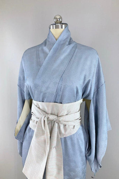 Vintage Blue Seigaiha Silk Kimono-ThisBlueBird