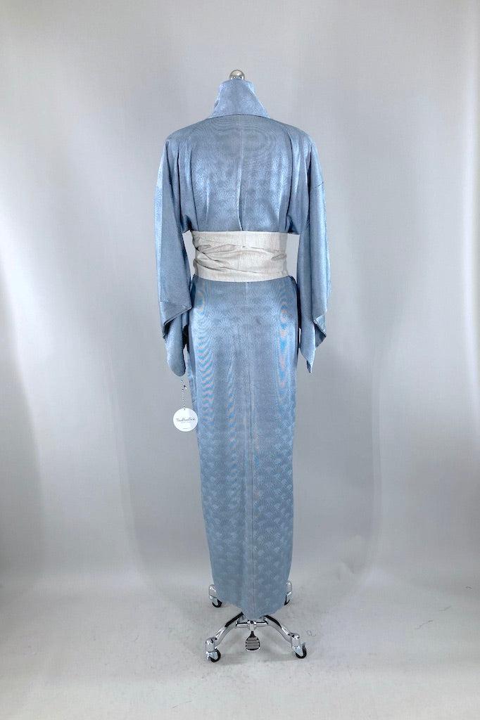 Vintage Blue Seigaiha Silk Kimono-ThisBlueBird
