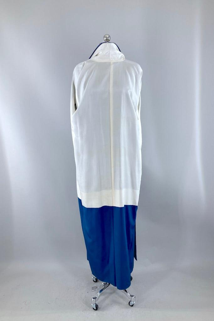 Vintage Blue Shibori Grapes Silk Kimono-ThisBlueBird