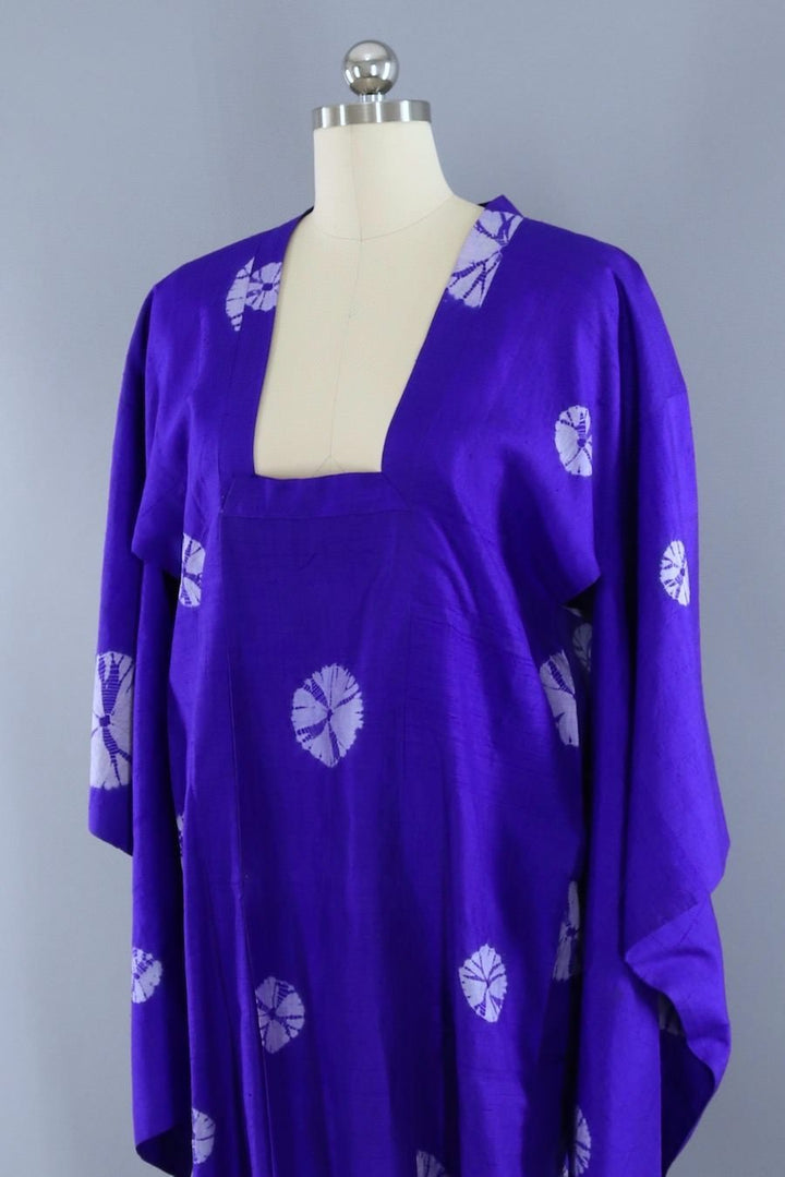 Vintage Blue Shibori Silk Kimono Cardigan-ThisBlueBird - Modern Vintage