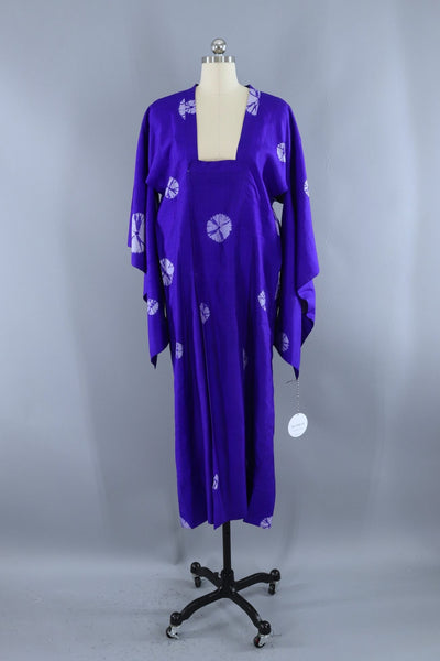 Vintage Blue Shibori Silk Kimono Cardigan-ThisBlueBird - Modern Vintage