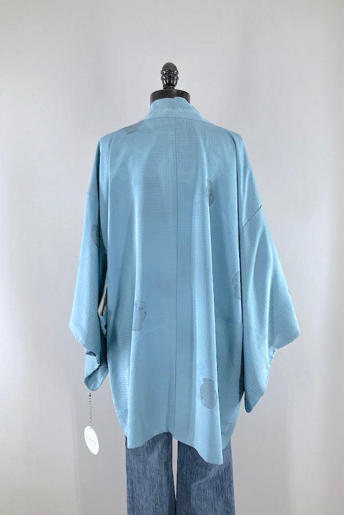 Vintage Blue Silk Kimono Jacket-ThisBlueBird