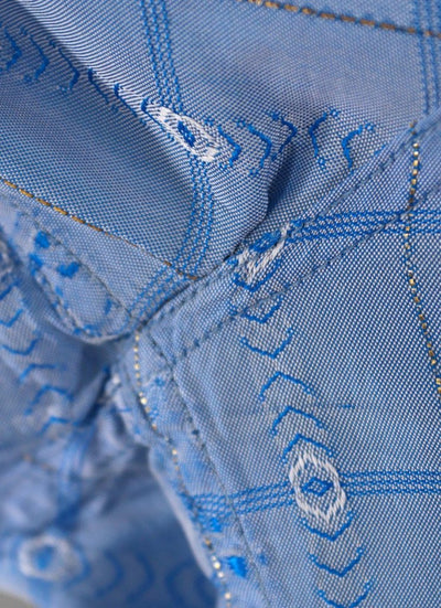 Vintage 1960s Blue Silky Western Shirt - ThisBlueBird