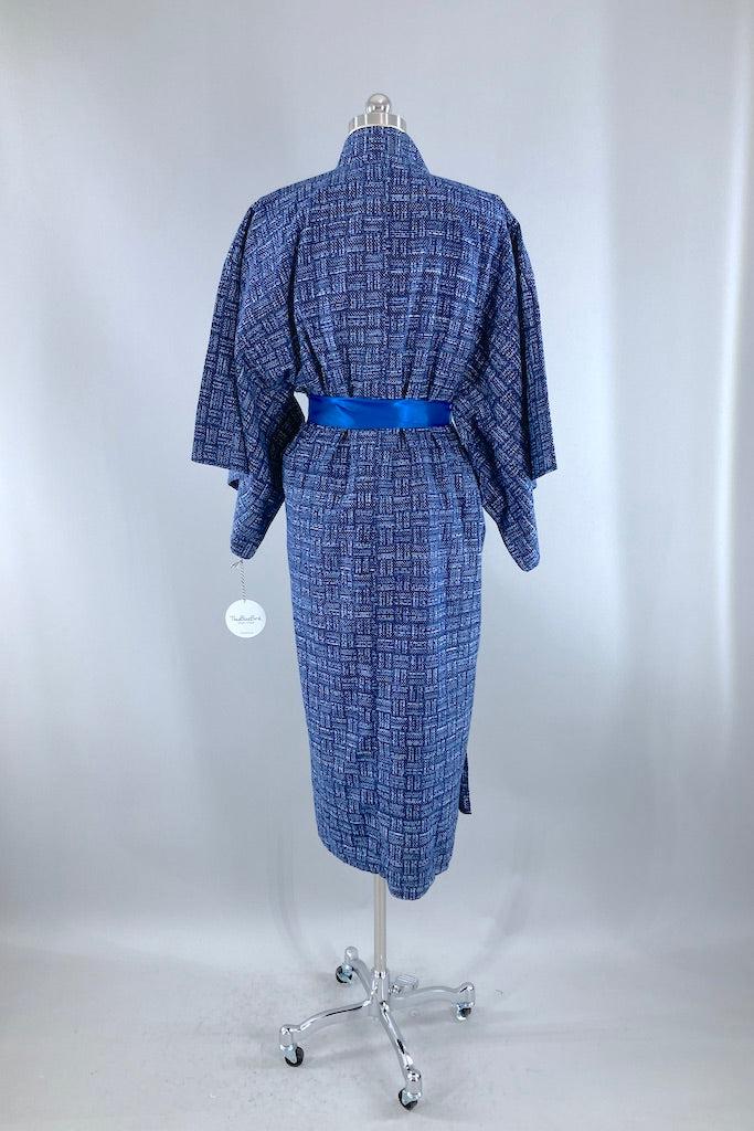 Vintage Blue & White Cotton Yukata Kimono-ThisBlueBird