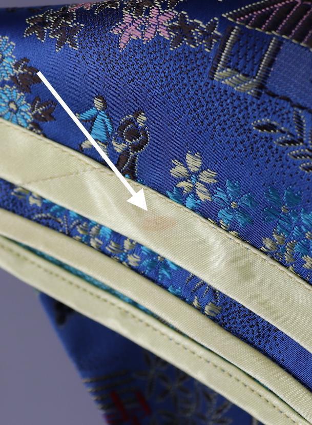 Vintage Blue &amp; Yellow Satin Brocade Asian Blouse - ThisBlueBird