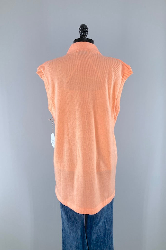 Vintage Bright Orange Spring Sweater Vest-ThisBlueBird