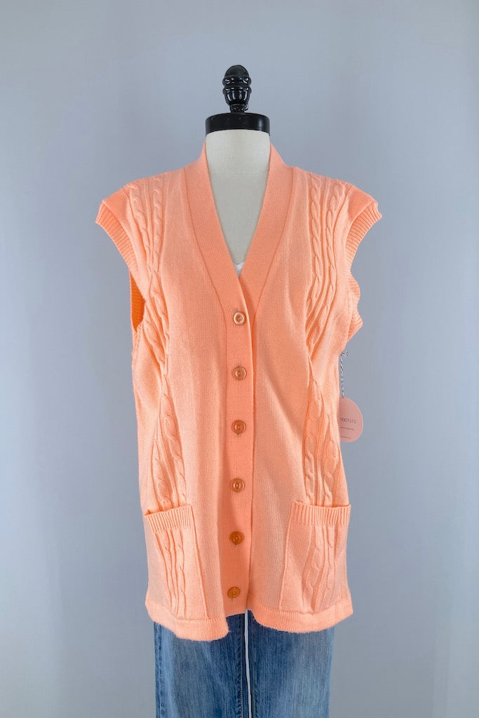 Vintage Bright Orange Spring Sweater Vest-ThisBlueBird