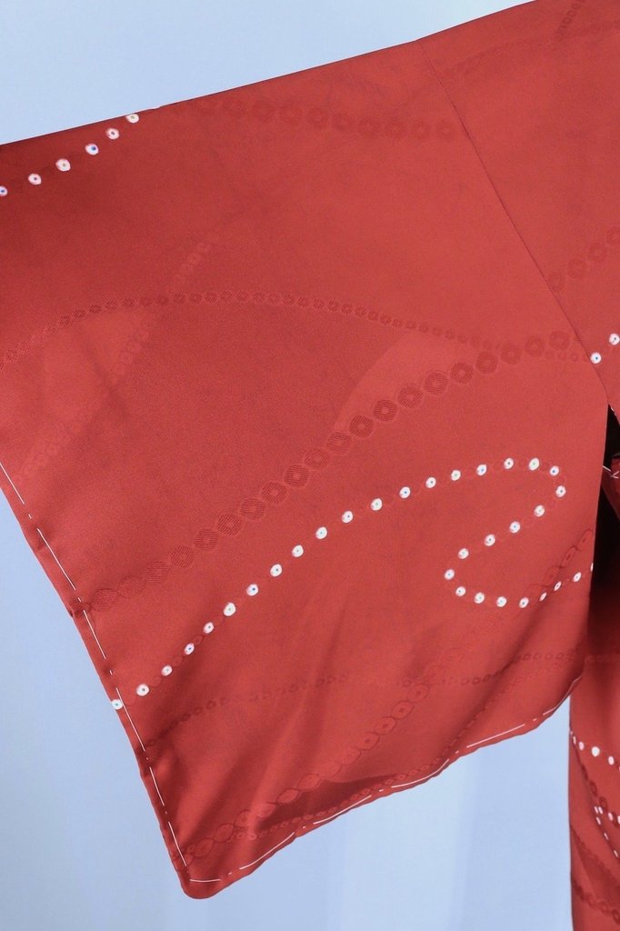 Vintage Silk Michiyuki Kimono Coat / Brown and Ivory Shibori Dots - ThisBlueBird