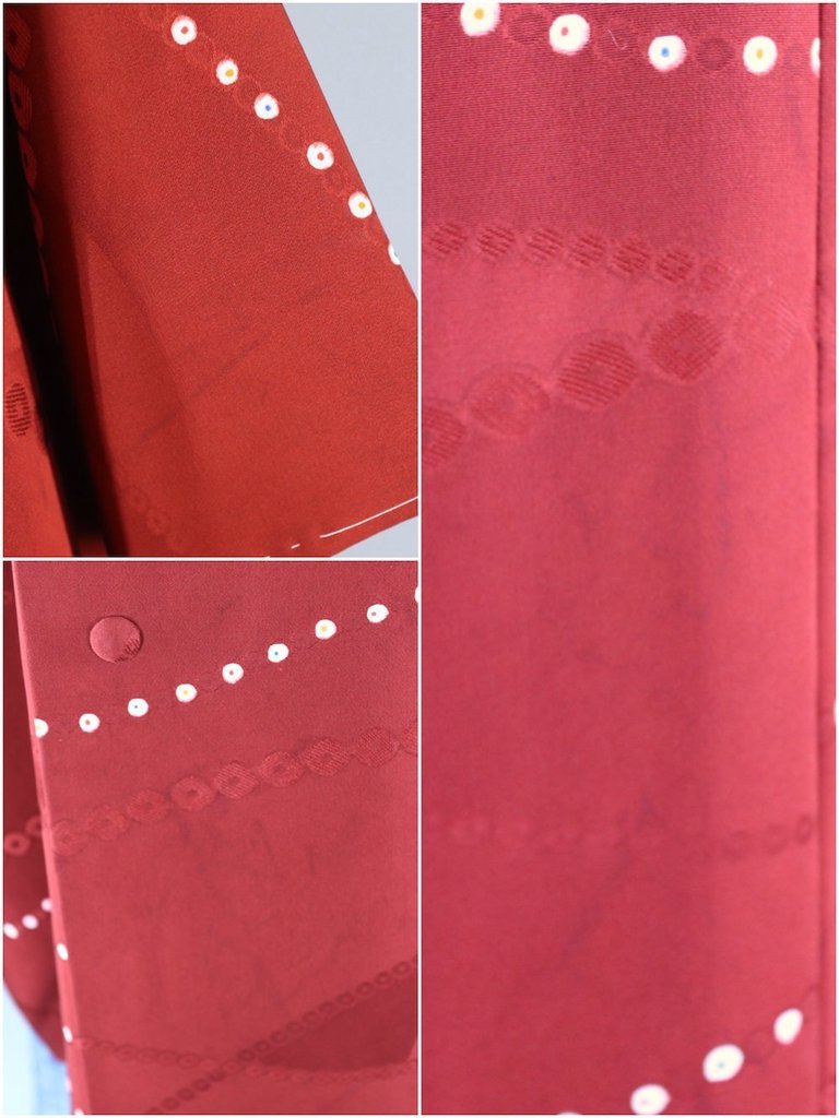 Vintage Silk Michiyuki Kimono Coat / Brown and Ivory Shibori Dots - ThisBlueBird