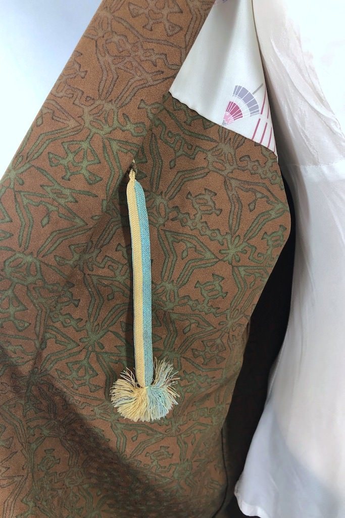 Vintage Brown Batik Silk Kimono Cardigan-ThisBlueBird - Modern Vintage