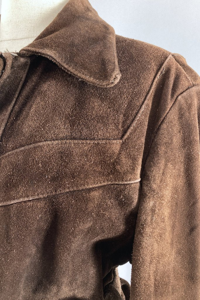 Vintage Brown Belted Suede Jacket-ThisBlueBird