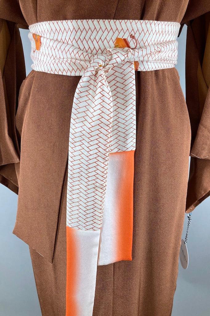 Vintage Brown Dotted Silk Kimono-ThisBlueBird