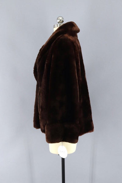 Vintage Brown Mouton Fur Coat-ThisBlueBird - Modern Vintage