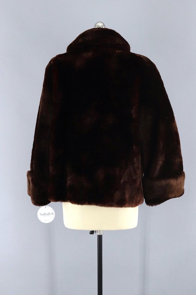Vintage Brown Mouton Fur Coat-ThisBlueBird - Modern Vintage