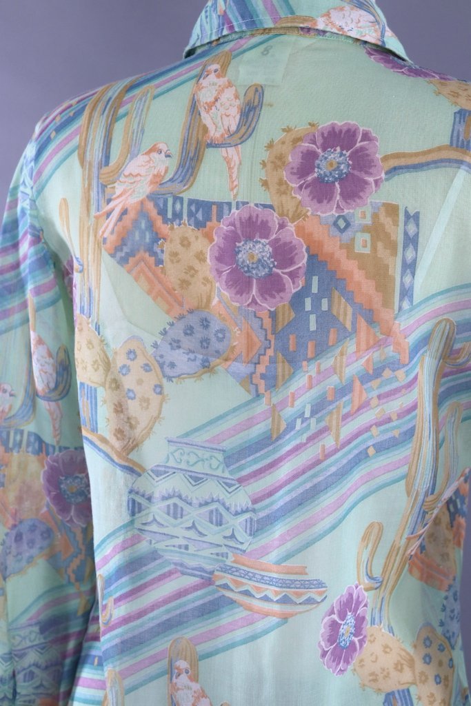 Vintage Cactus Print Blouse-ThisBlueBird - Modern Vintage
