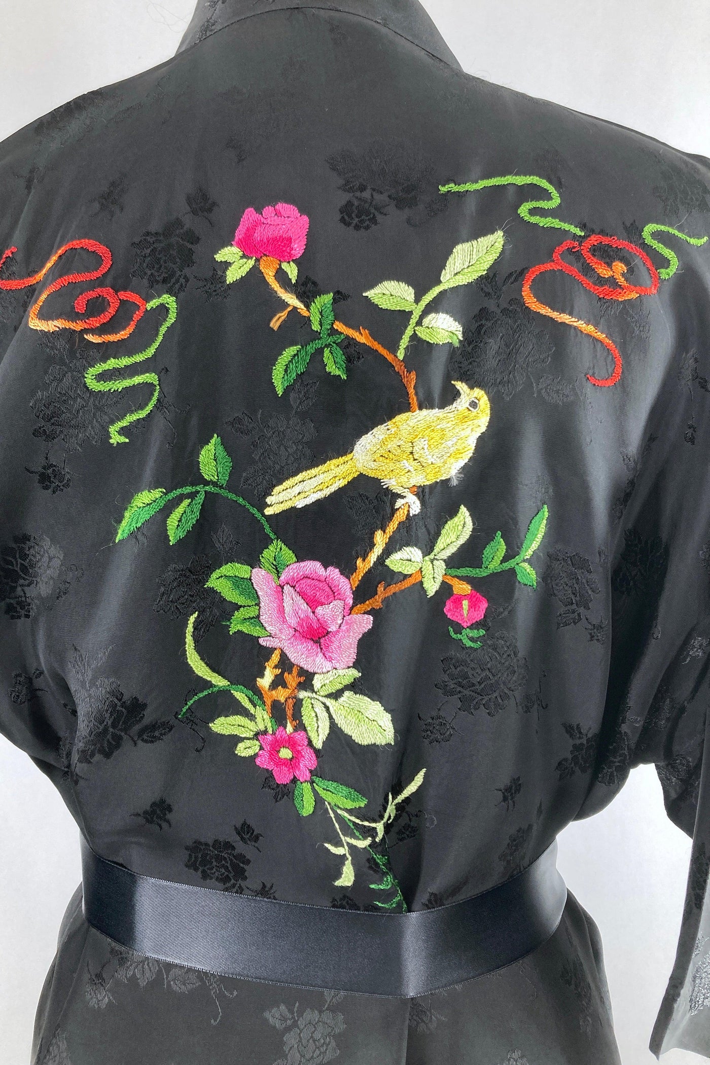 Vintage Canary Embroidered Robe-ThisBlueBird