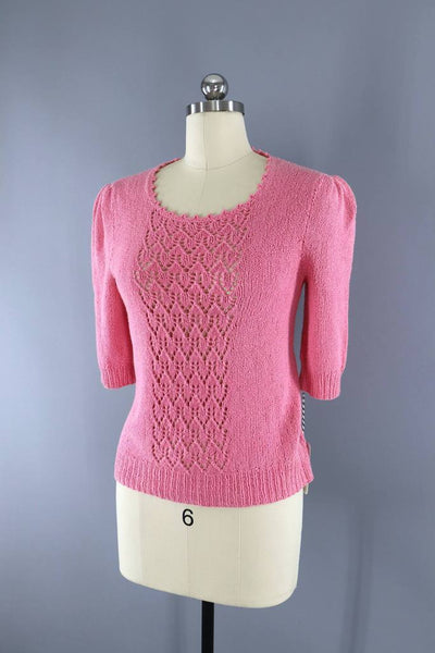 Vintage 1980s Carnation Pink Sweater - ThisBlueBird