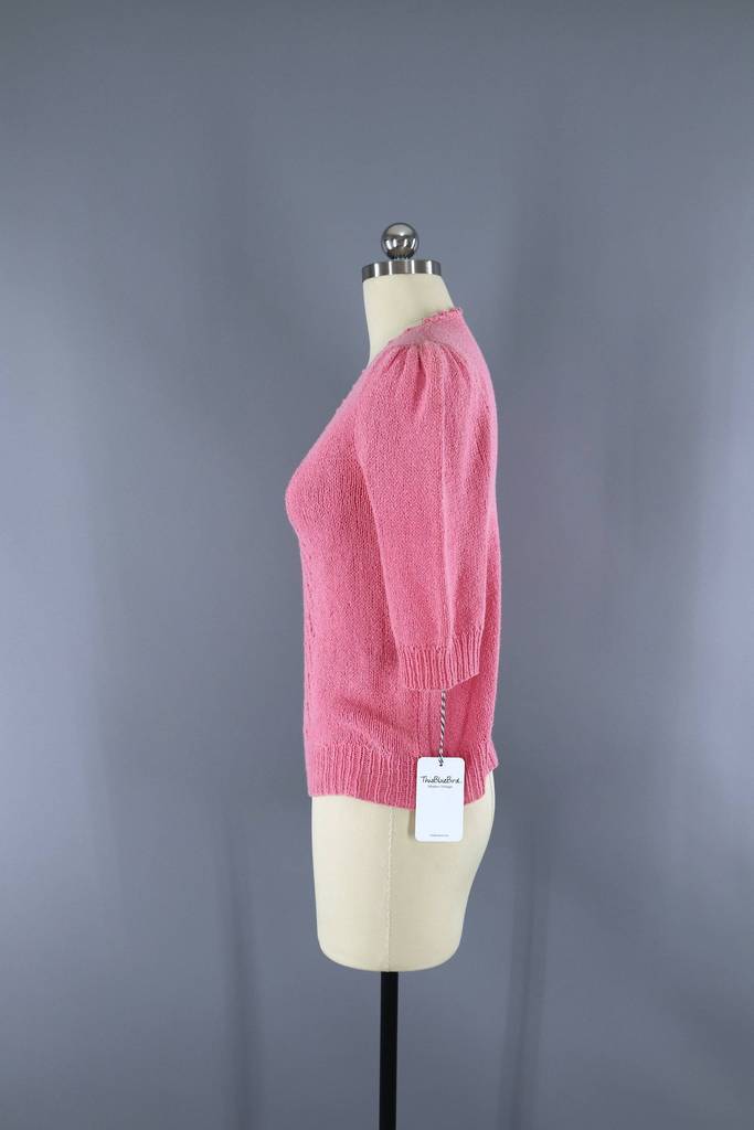 Vintage 1980s Carnation Pink Sweater - ThisBlueBird