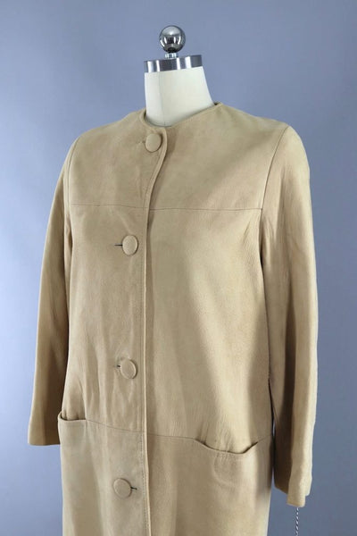 Vintage 1960s Suede Car Coat / Butter Chamois - ThisBlueBird