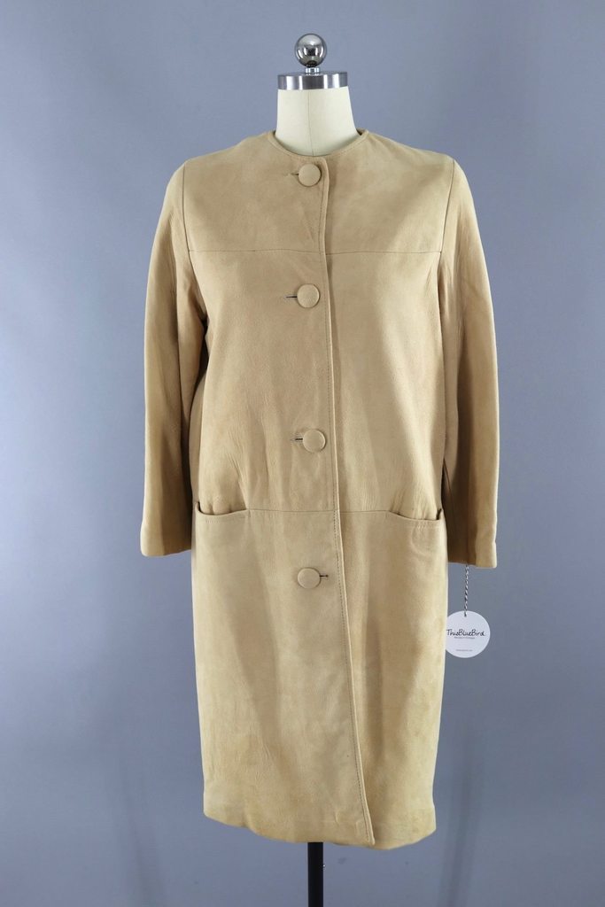Vintage 1960s Suede Car Coat / Butter Chamois - ThisBlueBird