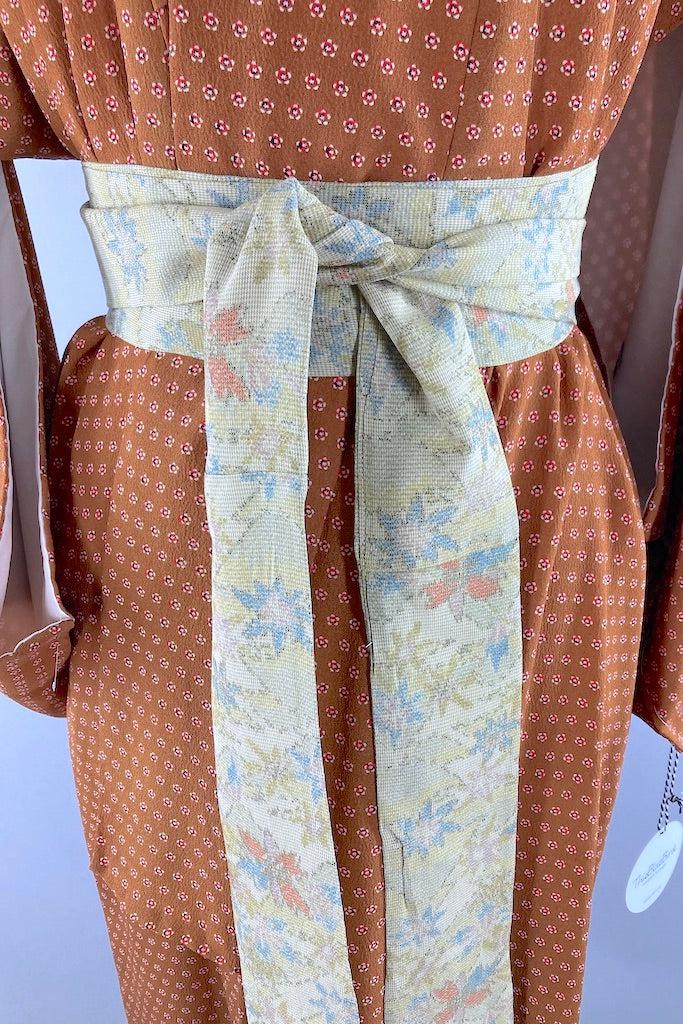Vintage Cinnamon Floral Silk Kimono-ThisBlueBird