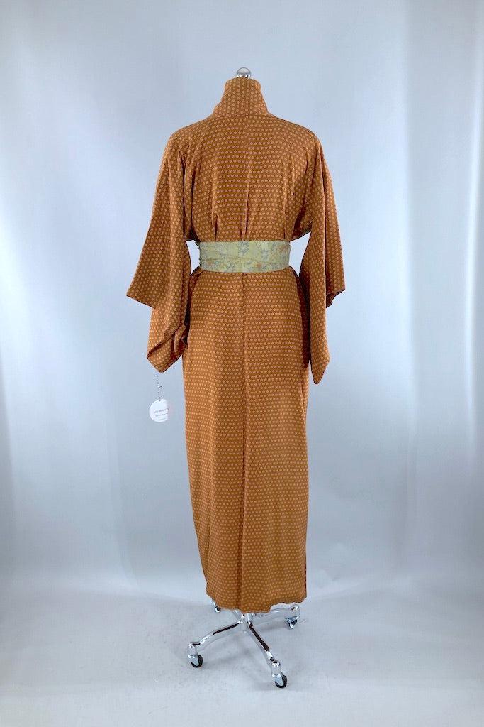 Vintage Cinnamon Floral Silk Kimono-ThisBlueBird