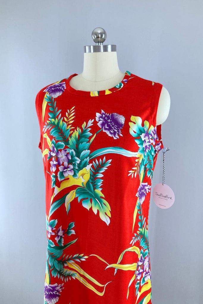 Vintage Classic Hawaiian Print Sundress-ThisBlueBird