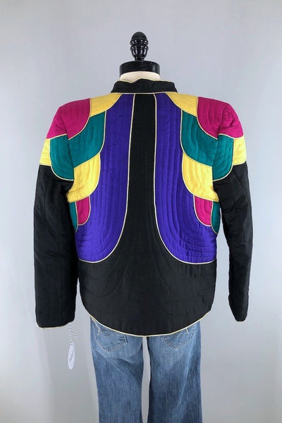 Vintage Color Block Silk Jacket-ThisBlueBird - Modern Vintage