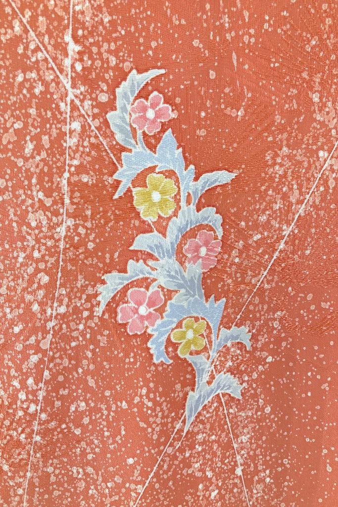 Vintage Coral Pink Floral Silk Kimono Cardigan-ThisBlueBird