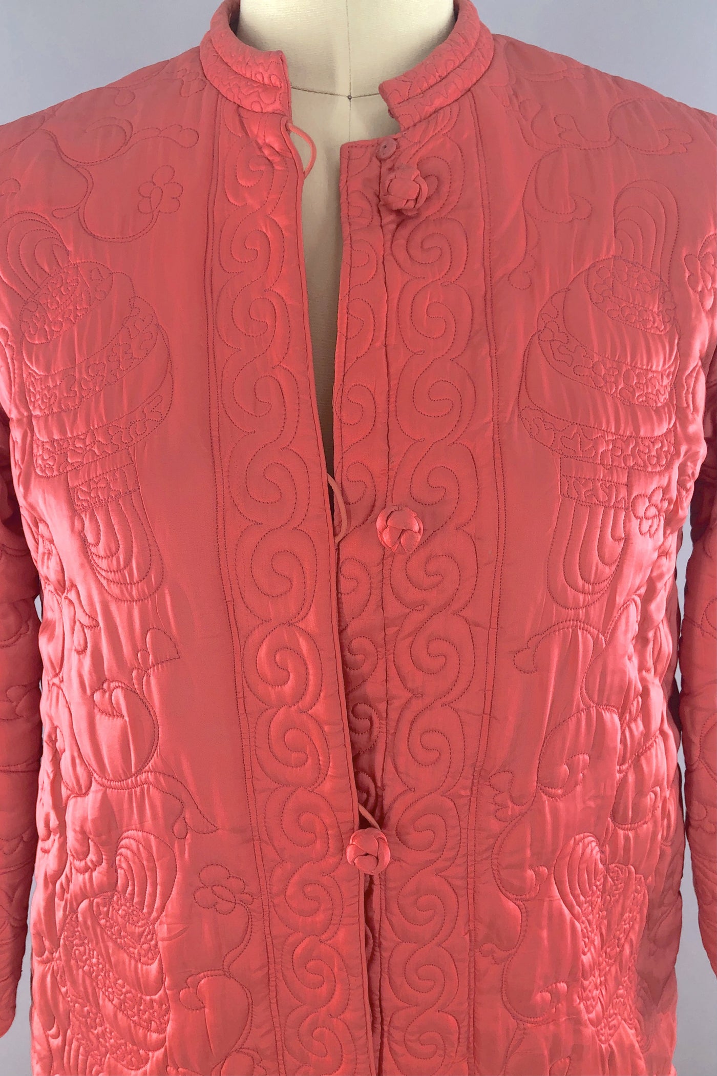 Vintage Coral Pink Quilted Robe-ThisBlueBird - Modern Vintage