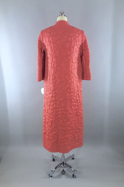 Vintage Coral Pink Quilted Robe-ThisBlueBird - Modern Vintage
