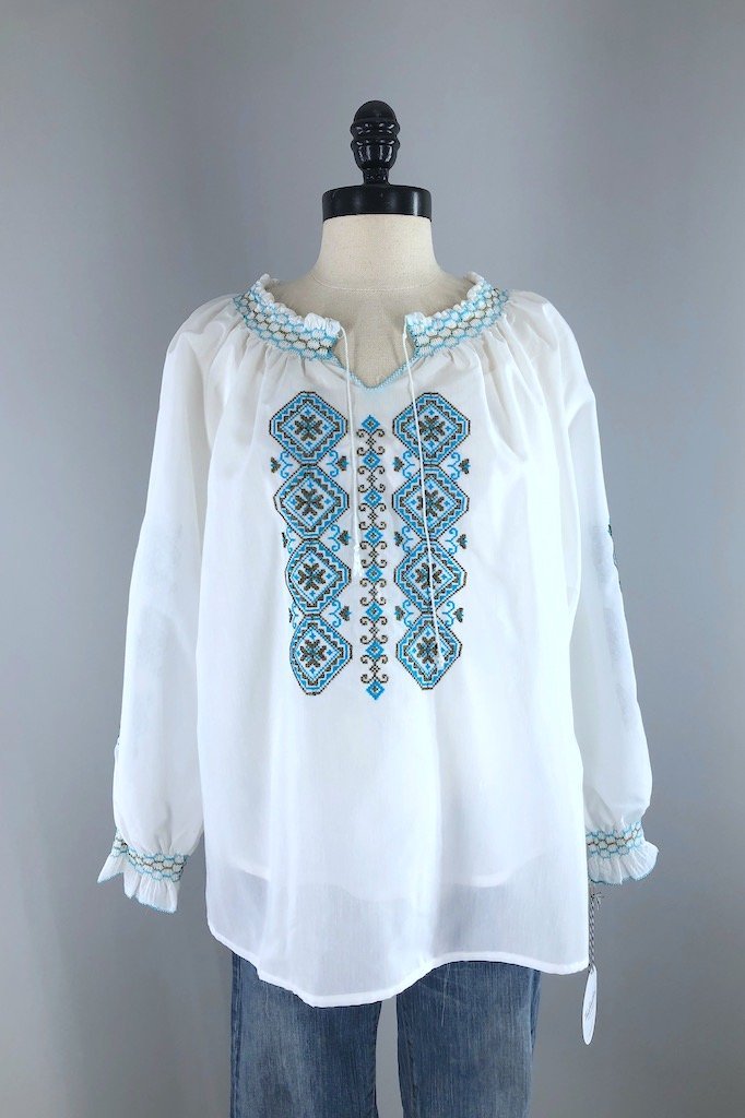 Vintage Embroidered Tunic Shirt-ThisBlueBird - Modern Vintage