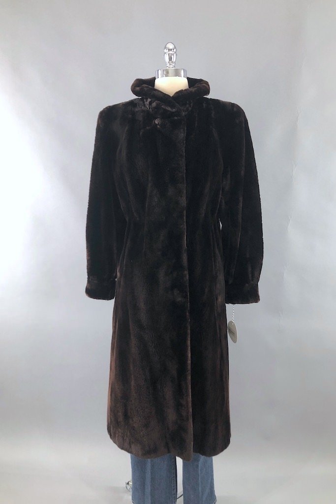 Vintage Dark Brown River Mink Fur Coat-ThisBlueBird - Modern Vintage