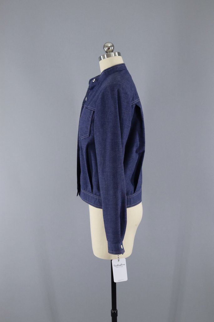 Vintage 1970s Dark Chambray Denim Jacket / Country Suburban Miss - ThisBlueBird