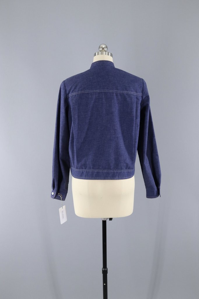 Vintage 1970s Dark Chambray Denim Jacket / Country Suburban Miss - ThisBlueBird