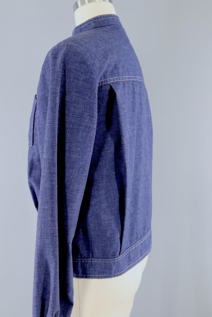 Vintage 1970s Dark Chambray Denim Jacket / Country Suburban Miss - ThisBlueBird