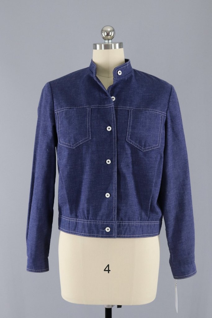 Vintage 1970s Dark Chambray Denim Jacket / Country Suburban Miss - ThisBlueBird