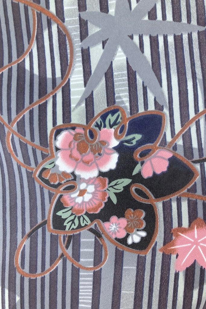 Vintage Dark Grey &amp; Pink Floral Kimono-ThisBlueBird