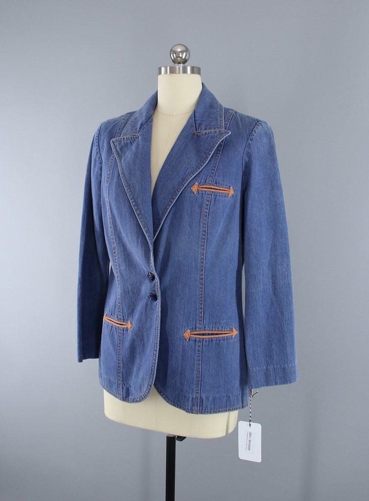 Vintage 1970s Denim Blazer Jean Jacket - ThisBlueBird