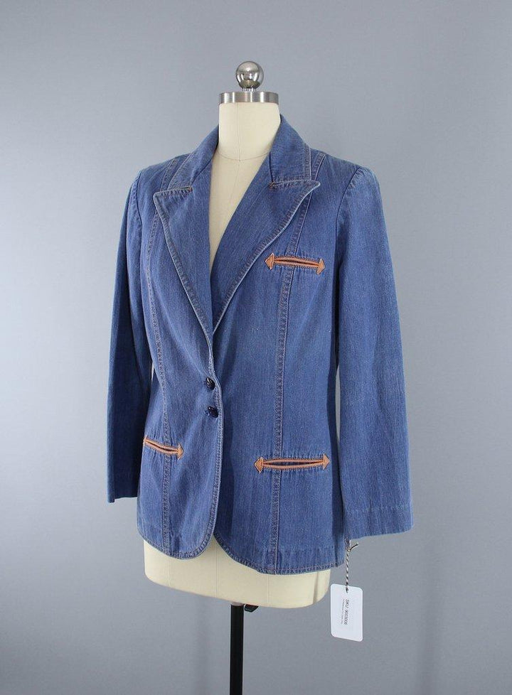 Vintage 1970s Denim Blazer Jean Jacket - ThisBlueBird