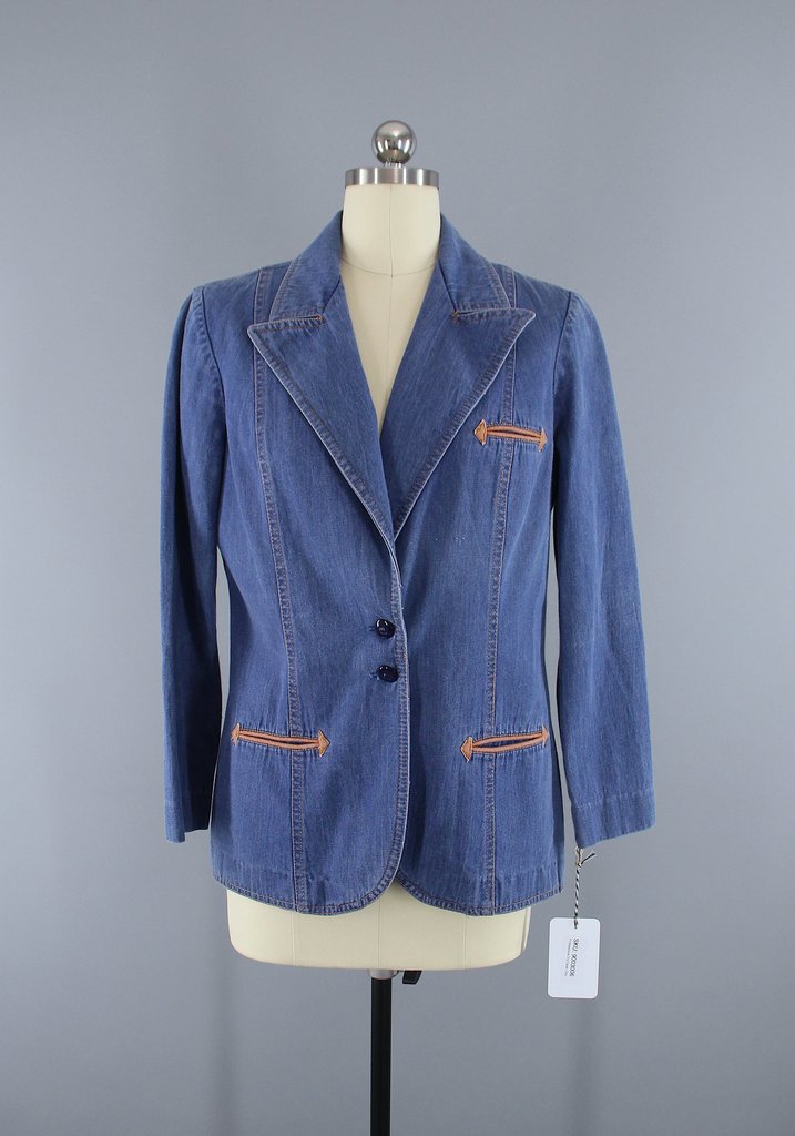 Vintage 1970s Denim Blazer Jean Jacket - ThisBlueBird