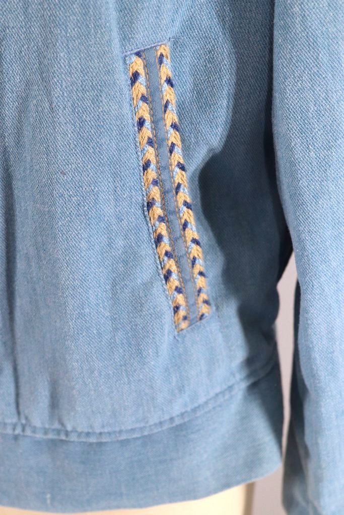 Vintage 1970s Denim Jacket with Braided Trim-ThisBlueBird