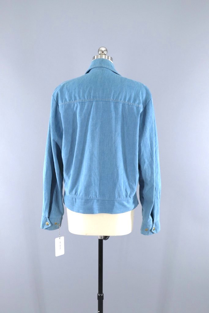 Vintage 1970s Denim Jacket with Braided Trim-ThisBlueBird