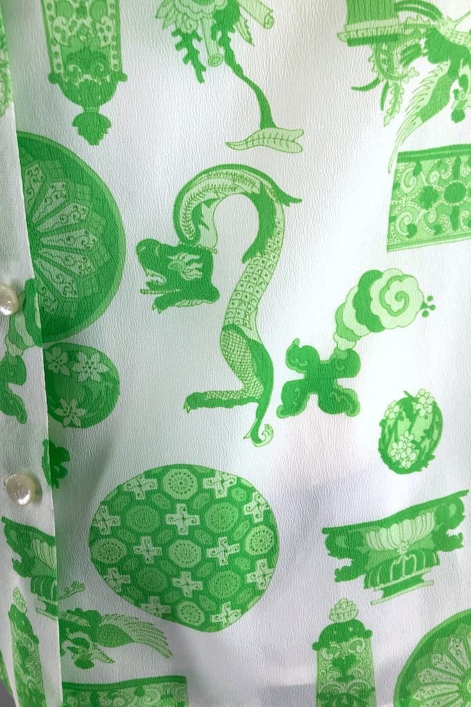Vintage Dragon Print Sleeveless Blouse-ThisBlueBird - Modern Vintage