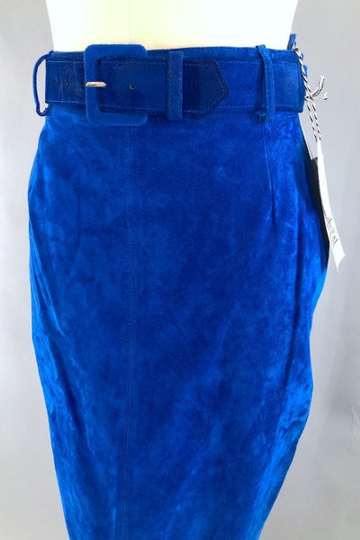 Vintage Electric Blue Suede Skirt-ThisBlueBird
