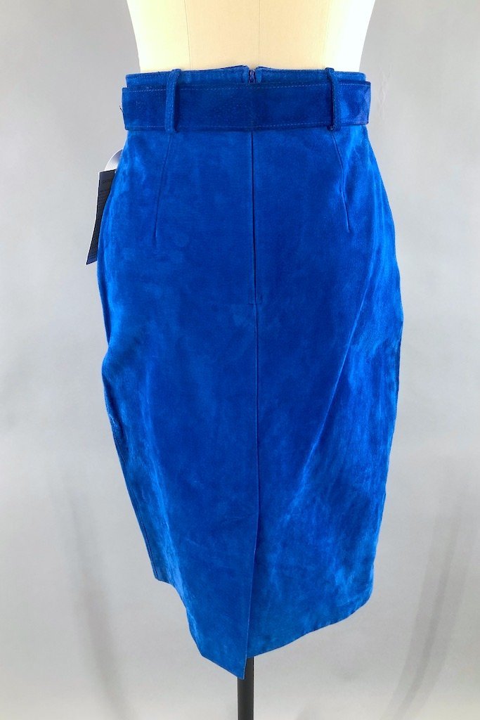 Vintage Electric Blue Suede Skirt-ThisBlueBird
