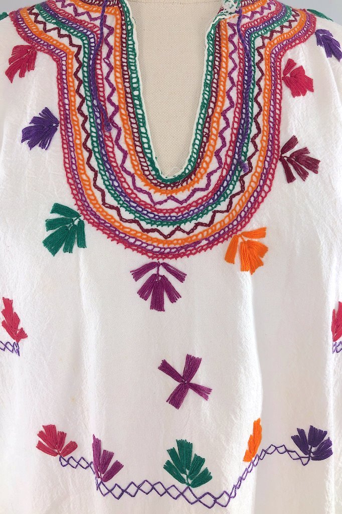 Vintage Embroidered Cotton Tunic-ThisBlueBird - Modern Vintage
