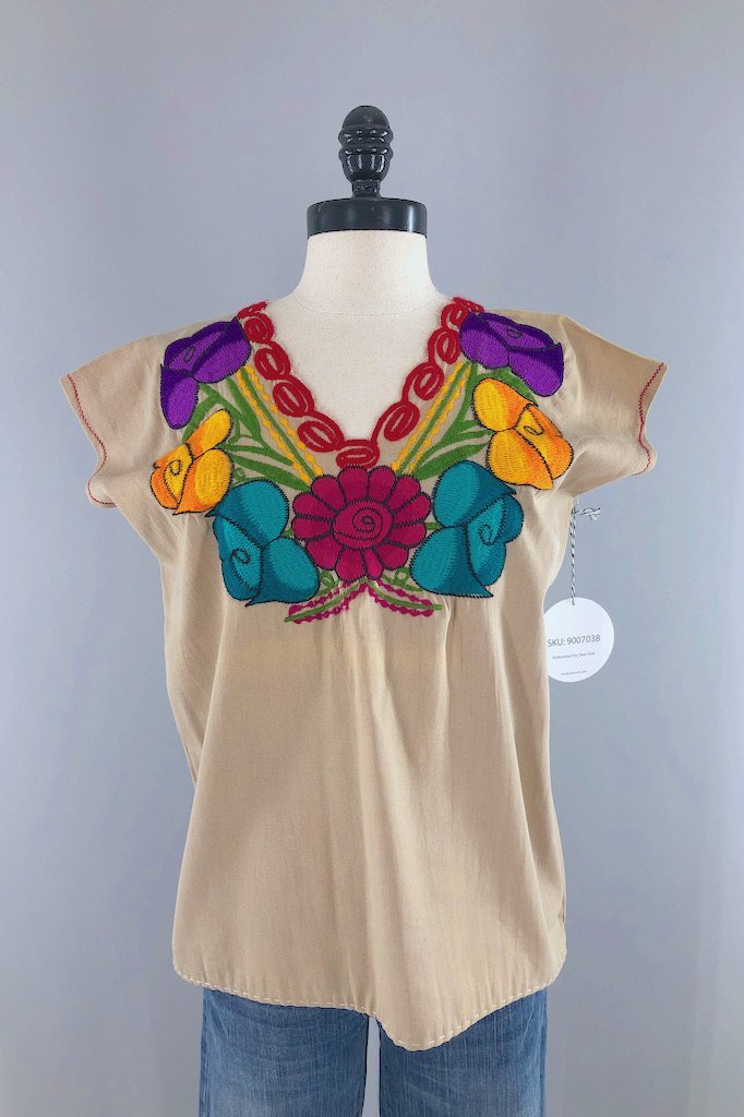 Vintage Embroidered Cotton Tunic-ThisBlueBird - Modern Vintage