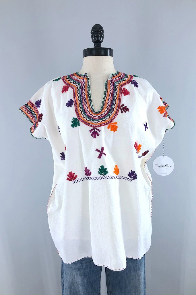 Vintage Embroidered Cotton Tunic-ThisBlueBird - Modern Vintage